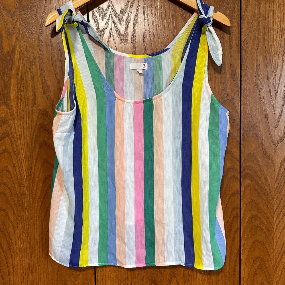 Striped Sleeveless Tank Top Tie Front